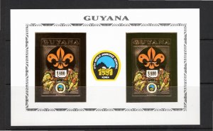 Guyana 1992 MNH Gold foil souvenir sheet of 2 IMPERFORATE