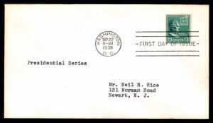 US.# 818 PRESIDENTIAL FIRST DAY COVER WASH., DC  SEPT. 22, 1938  - VF (ESP#3604)