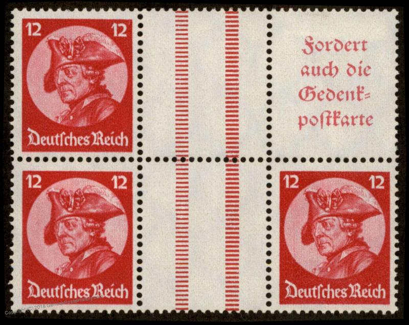 Germany Mi WZ10 Frederick the Great Se-Tenant Zusammendruck MH 91842