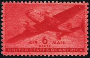 C25, Mint NH 6¢ - Drastically Over Inked Error