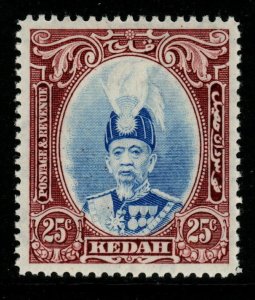 MALAYA KEDAH SG62 1937 25c ULTRAMARINE & PURPLE MTD MINT