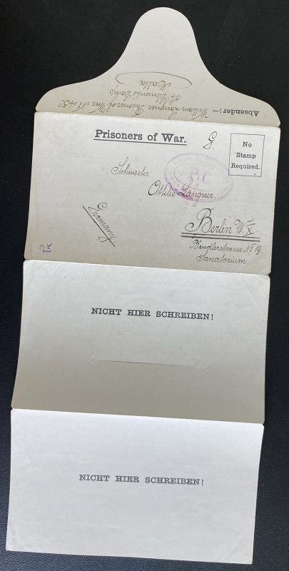 1917 Malta St Clement Camp Prisoner of War POW Letter cover to Berlin Germany