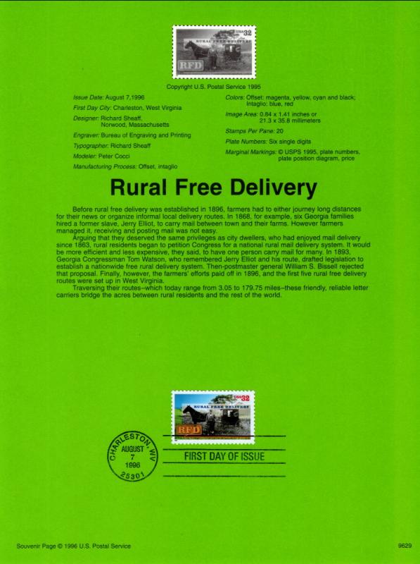 US SP1214 Rural Free Delivery 3090 Souvenir Page FDC
