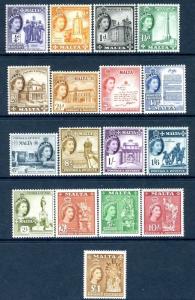 MALTA-1956-58 Set to £1 Sg 266-282 LIGHTLY MOUNTED MINT V18857