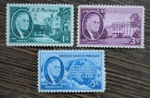 USA, Scott 930, 932, 933. MNH. 1945.