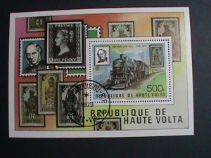 UPPER VOLTA STAMP-CENTENARY-SIR ROWLAND HILL-TRAIN  CTO S/S SHEET VERY FINE.