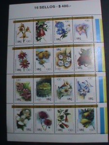 CHILE- 1988 SC#795- COLORFUL BEAUTIFUL LOVELY FLOWERS  MNH SHEET-VERY FINE