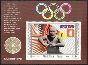 Manama 1968 Olympics Boxing S/S Imperf. MNH