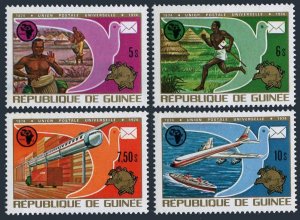 Guinea 672-675, 676-677, MNH. UPU-100, 1974. UPAF. Pigeon, Transport,Satellites.