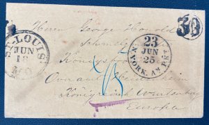 1850s St Louis MO Usa Stampless Cover To Wurtenberg Germany