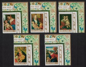 Cook Is. Christmas Paintings by Titian Raphael Murillo 5v Corners 1968 MNH