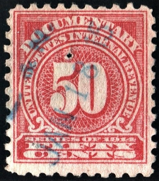 R215 50¢ Documentary Stamp (1914) Used/Fault