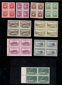 Canada #O1 - #O10 Very Fine Never Hinged Block Set