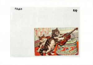 Peru CATS Postcard VIOLIN Paita MUSICAL Danzig 1911 {samwells-covers} CG137