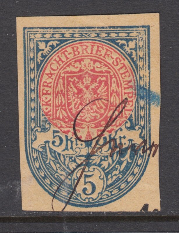 Austria ca. 1903 5Kr Fracht Brief Stempel revenue paper, fresh, bright, VF.
