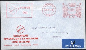 GB EUROPE AVIATION Cover SPACE-FLIGHT SYMPOSIUM London 1961 Meter Slogan MA1572