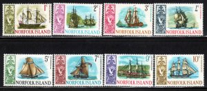 Norfolk Island #100-07 ~ Short Set 8 of 14 ~ Wooden Ships ~ Mint, NH  (1967-68)