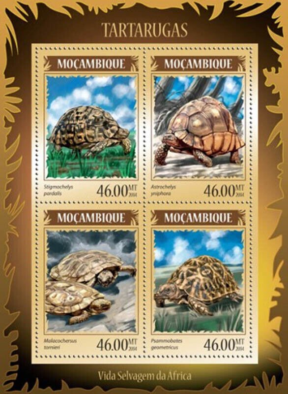 Mozambique 2014 African Reptiles-Turtles  4 Stamp Sheet 13A-1523