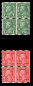 MOMEN: US STAMPS #578-579 BLOCKS OF 4 MINT OG NH LOT #82550