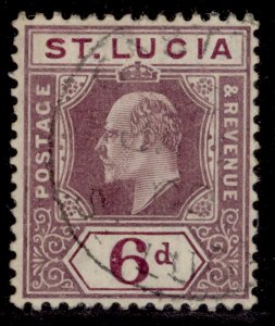 ST. LUCIA EDVII SG72, 6d dull purple & violet, VFU. Cat £45. CDS ORDINARY