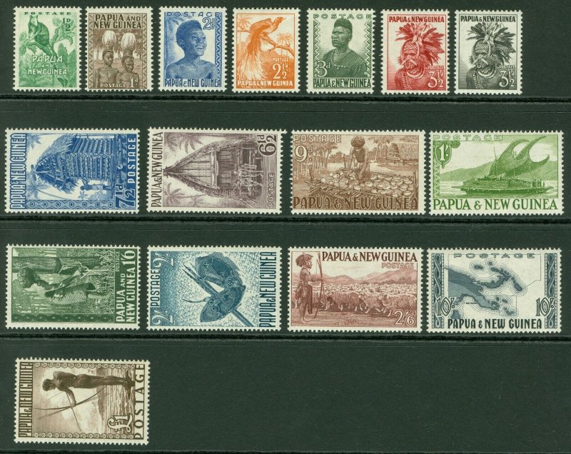 SG 1-16 Papua & New Guinea 1952-58. ½d to £1 set of 16. Fine unmounted mint...