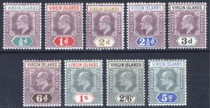 Virgin Is 1904 1/2d - 5s EVII SG 54-62 Scott 29-37 LMM/MLH Cat £100($128)