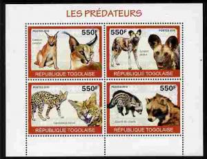 Togo 2010 Predators #1 perf sheetlet containing 4 values ...