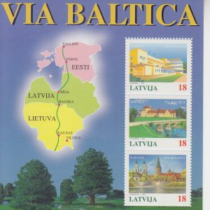 1995 Latvia Baltica Highway Project SS of3   (Scott 395} MNH