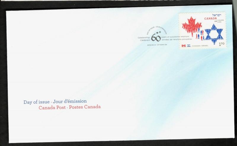 2010 Canada #2379 CANADA-ISRAEL FRIENDSHIP FDC National Emblems