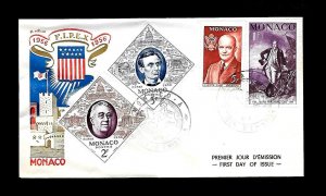 AU78 Monaco F.D.C. 1956 F.I.P.E.X. U.S. Presidents Washington Lincoln Roosevelt