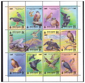 MONGOLIA 1999 BIRDS Falcons miniature sheet  MNH