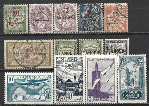 COLLECTION LOT 21693 FRENCH MOROCCO 13 MH/USED STAMPS 1902+ CV+$19