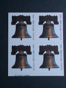​UNITED STATES STAMP-2007-SC#2145 FOREVER-LIBERTY BELL- MNH BLOCK OF 4-VF