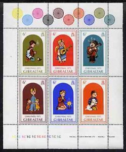 GIBRALTAR - 1975 - Christmas - Perf 6v Sheet - Mint Never Hinged