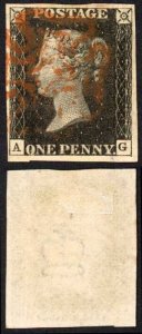 Penny Black (AG) Plate 8 Fine Four Margin