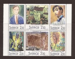 1988 Sweden -Sc 1699a - MNH VF pane of 6 - Paintings