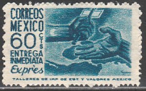 MEXICO E11, 60¢ Hands of paynani, Special Delivery. UNUSED, H OG. F-VF.