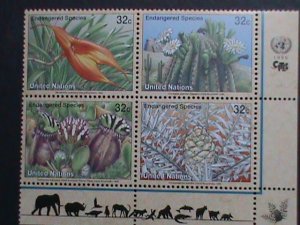 ​UNITED NATION-1996-SC#677a ENDANGERED SPECIES MNH IMPRINT BLOCK-VERY FINE