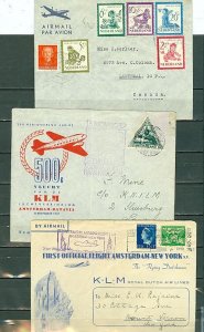 NETHERLANDS 1937/46/51 LOT of (3) AIRMAIL COVERS...CACHETS