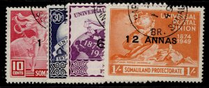 SOMALILAND PROTECTORATE GVI SG121-124, anniversary of UPU set FINE USED. Cat £11