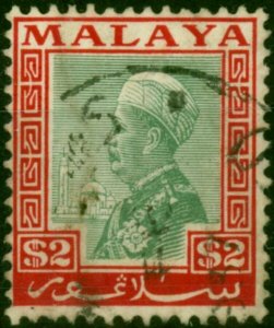 Selangor 1936 $2 Green & Scarlet SG84 Fine Used