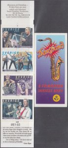 SWEDEN Sc # 2354-5a-f MNH BOOKLET of 8 - 4 DIFF X 2 EACH, DANCE BANDS, MUSIC