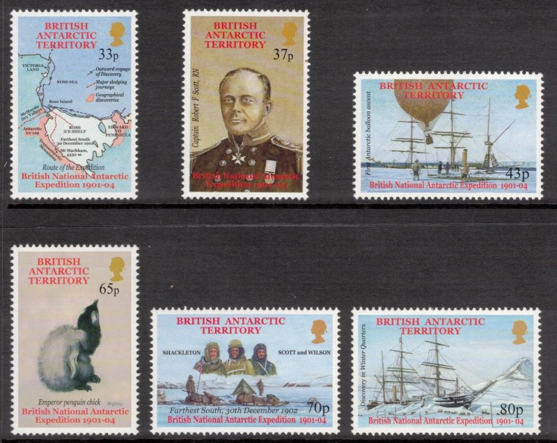 BRITISH ANTARCTIC 2001 Capt Scott Expedition; Scott 301-06, SG 333-38; MNH