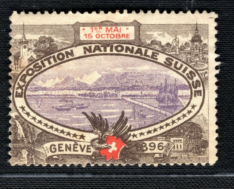 SWITZERLAND NATIONAL EXHIBITION STAMP/LABEL Geneva 1896 Mint MM Y2WHITE35