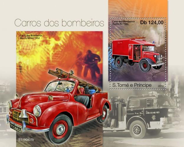 SAO TOME - 2019 - Fire Engines - Perf Souv Sheet - MNH