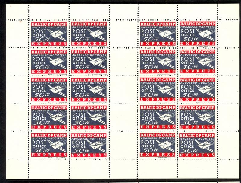 GERMANY AUGSBURG HOCHFELD 1948 BALTIC DP CAMP Set in SHEETLETS MNH NG As Issued