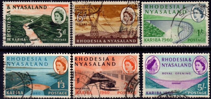 Rhodesia & Nyasaland 1960 Kariba set of 6 SG32-37 Fine Used