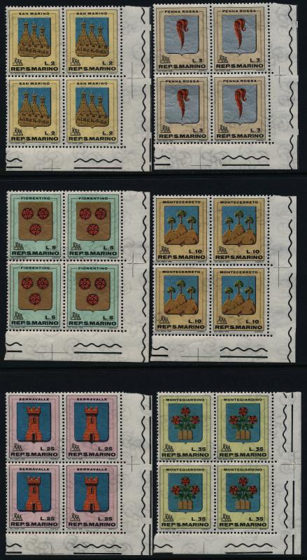 San Marino 677-86 BR Blocks MNH Crests