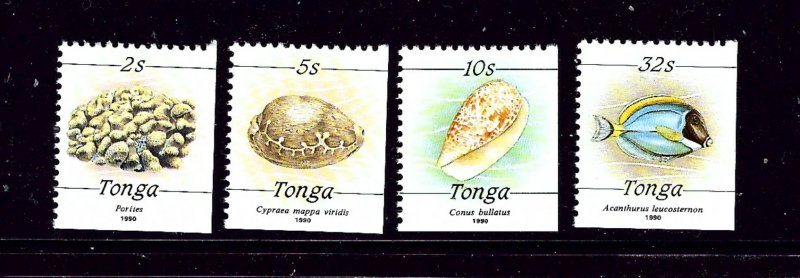 Tonga 756-59 MNH 1990 Sea Shells  Booklet stamps