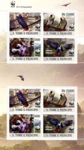 SAO TOME E PRINCIPE 2009 SHEET  WWF WILDLIFE PARROTS BIRDS PERROQUETS st9101a